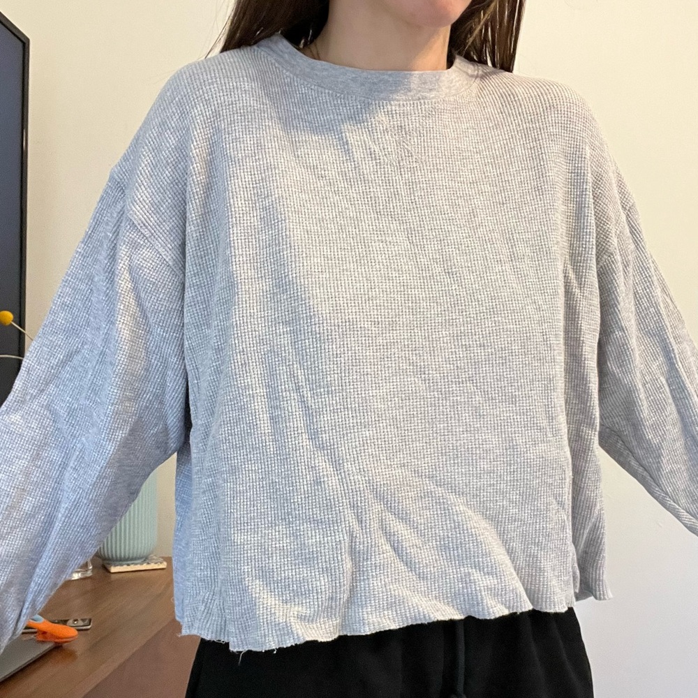 #BrandyMelville Cropped Waffle Long Sleeve